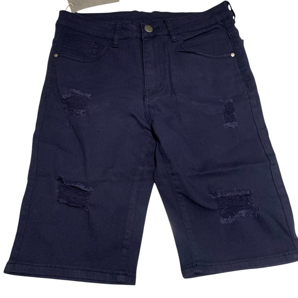 Blue Distressed Jean Shorts